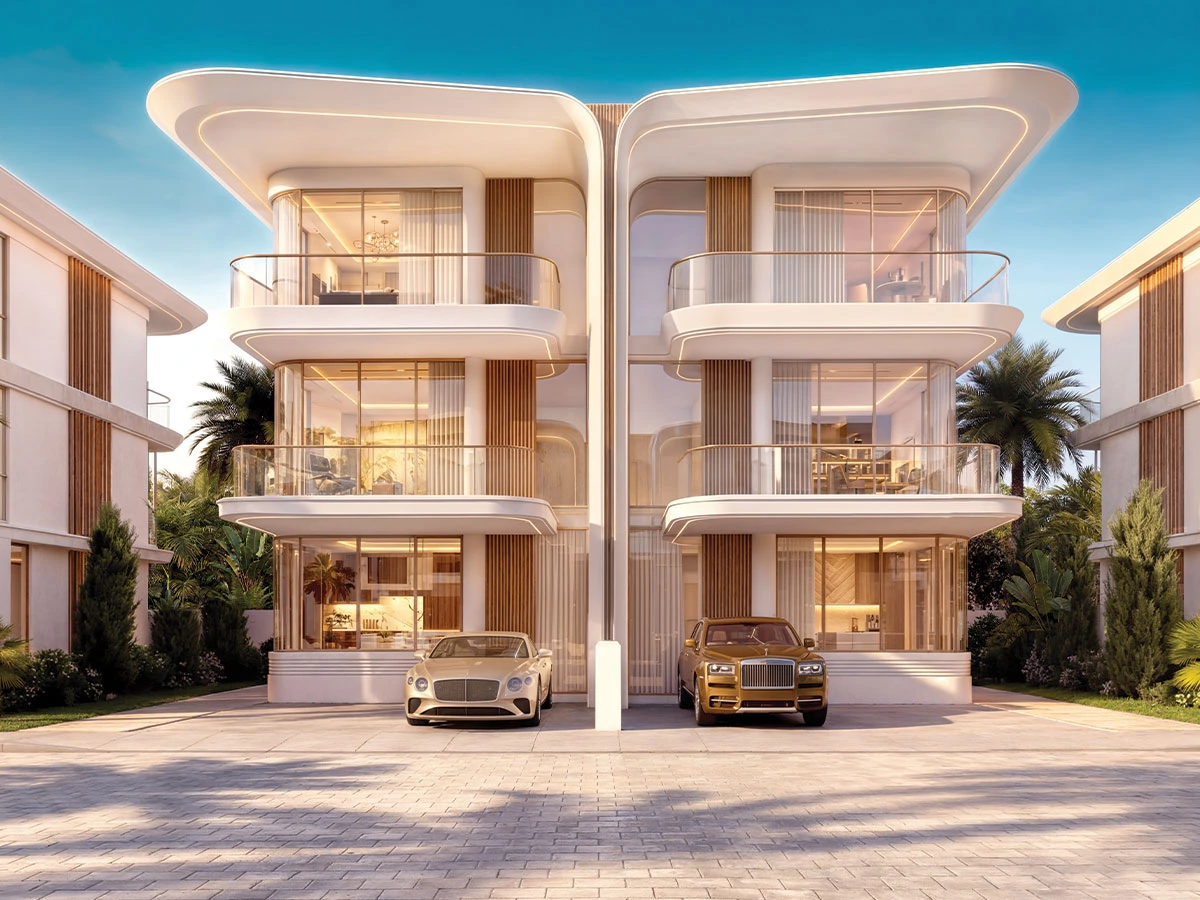 Greenz by Danube exterior render — luxury villas Dubailand Dubai