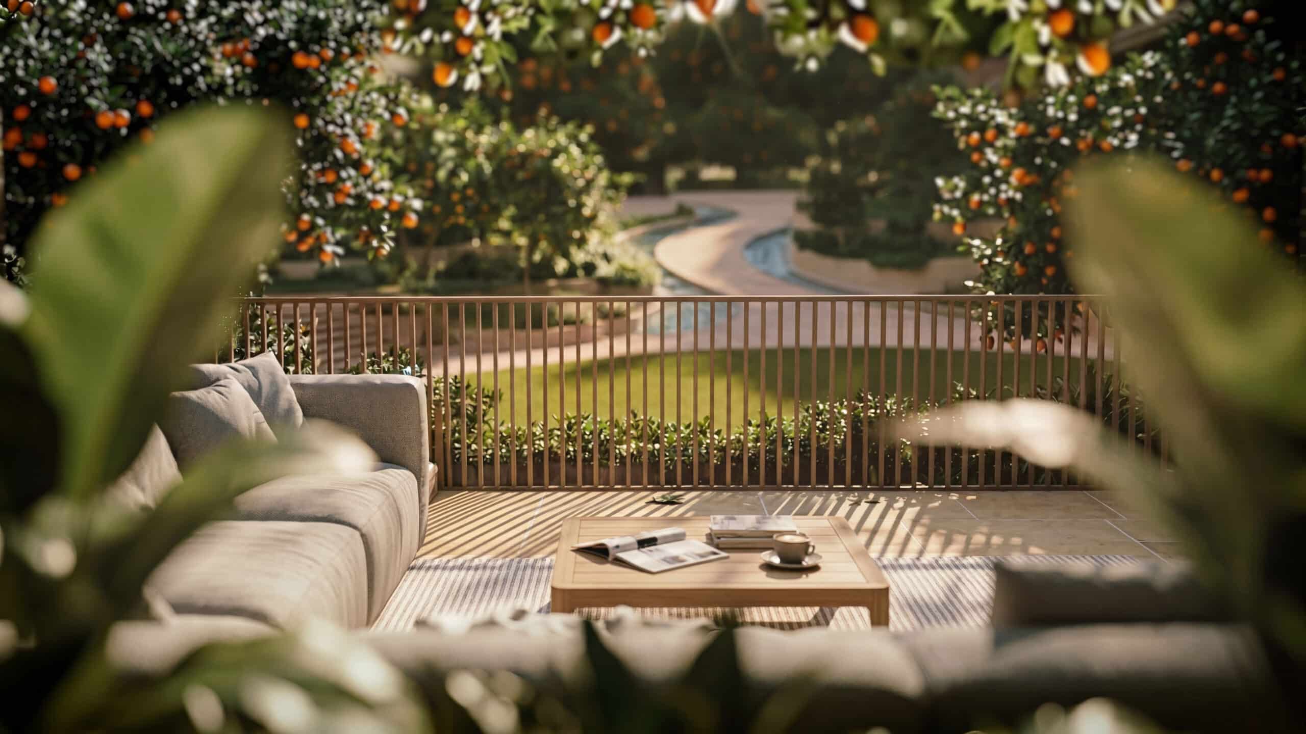 Arancia Yards terrace to courtyard