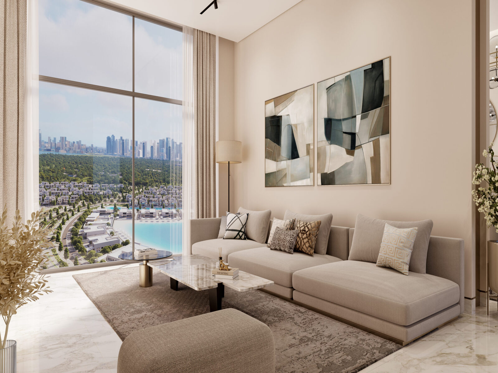 Lagoons & Meydan Racecourse View | High Floor | 340 Riverside Crescent